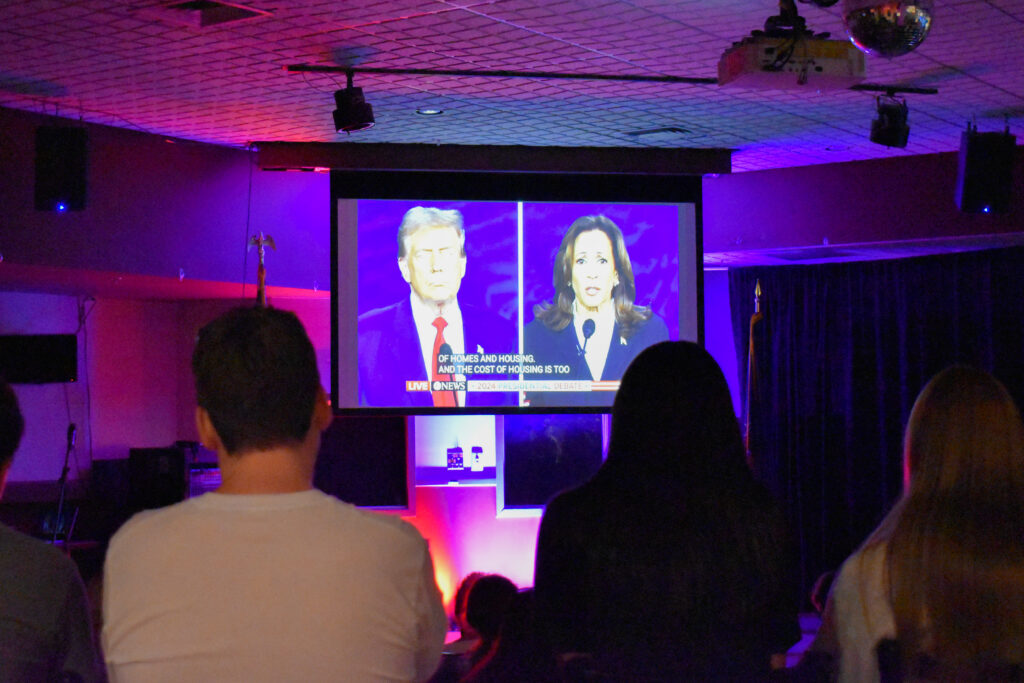 Students gathered in Seegers Union to watch the debate.