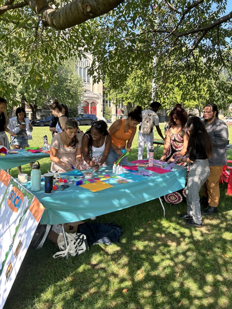 Members of SOCA on the college green.