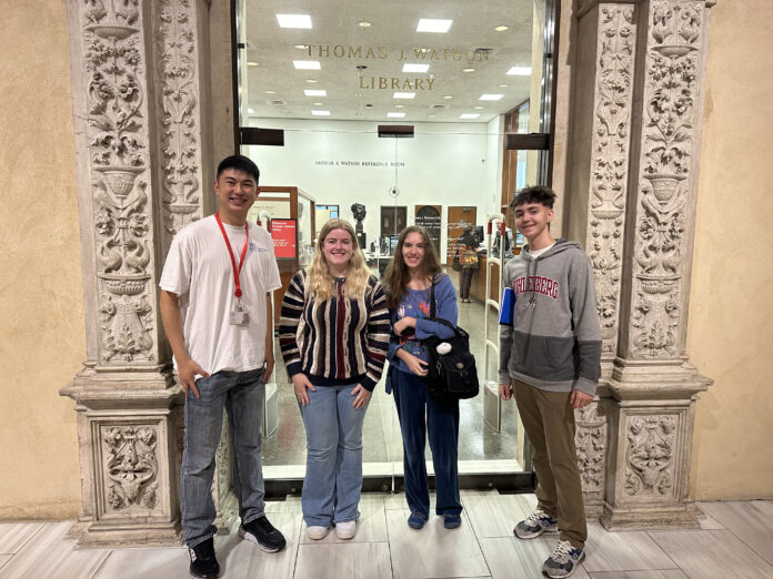 Art students, Hector Chen ‘23, Emma Northrop ‘27, Iris Kubicek '28, and Arkaday Varzhapetian '28, take a trip to the MET. Photo Courtesy of Emma Northrop